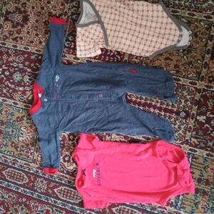 Baby Onesie and Romper Set - Red and Blue